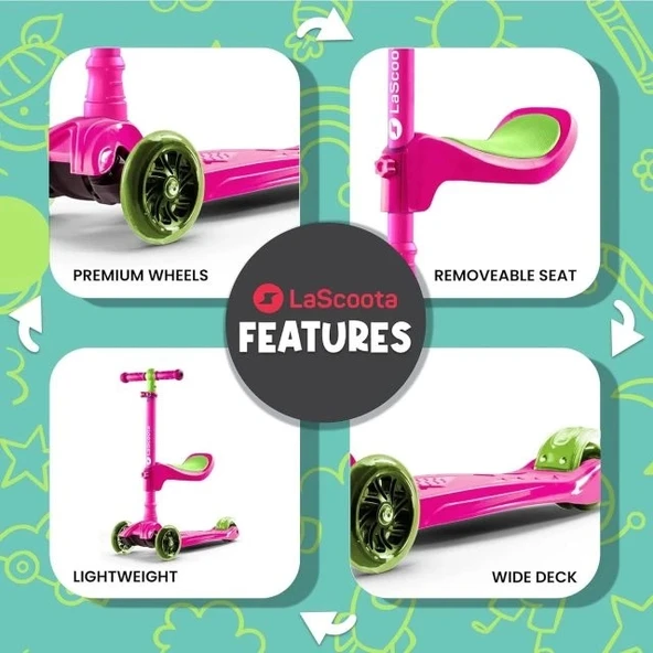 LaScoota Çocuklar için 2'si 1 Arada Ayarlanabilir Scooter - 11