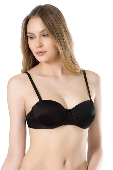 3021 Basic Sırtı Şeffaf Siyah Desteksiz Sütyen ürün görseli