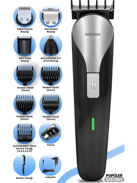 GOLDMASTER POPÜLER GM-9108 12İN1 ERKEK BAKIM SETİ - 4