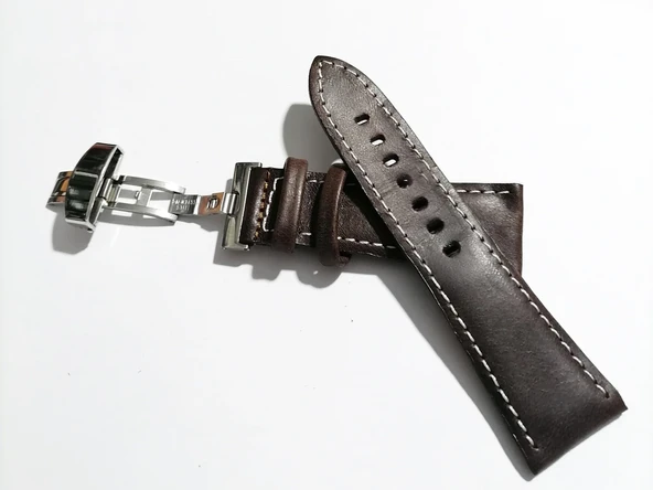 Fado Her Saate Uygun  Kelebek  Toka   26 MM    Hakiki Deri (281)  gumus  toka    kahve ürün görseli