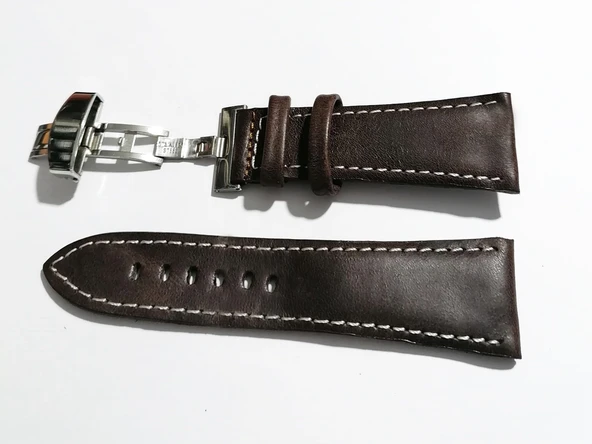 Fado Her Saate Uygun  Kelebek  Toka   26 MM    Hakiki Deri (281)  gumus  toka    kahve - Resim 2