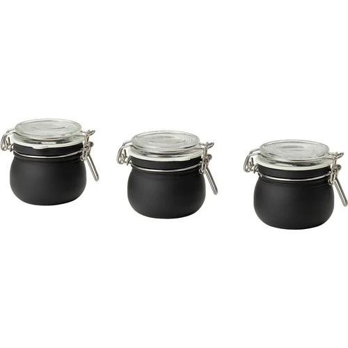 Ikea Korken Kapaklı Cam Kavanoz Cam-Siyah 13 Cl 3 Adet 50579890 - 1