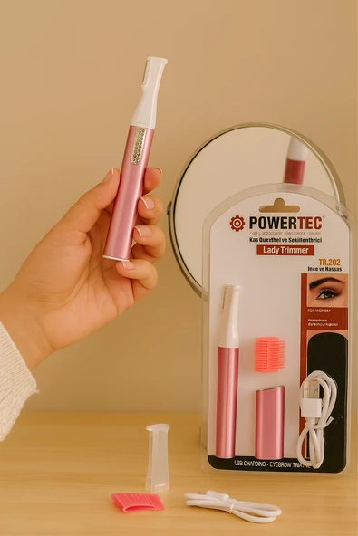 Pembe USB Şarjlı Kaş Düzeltici, Kalem Modeli Tüy Alma ve Şekillendirme - 3