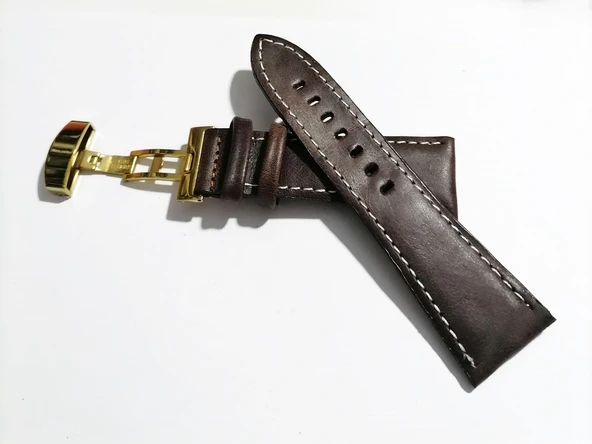 Fado Her Saate Uygun  Kelebek  Toka   26 MM    Hakiki Deri (282)  altın   toka    kahve ürün görseli