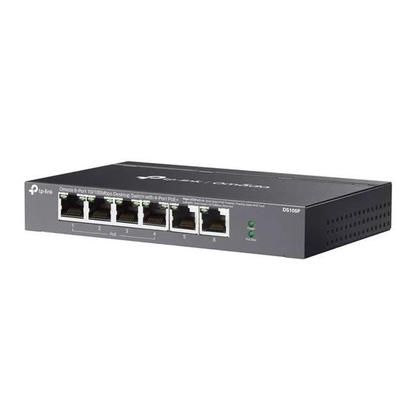 TP-Link DS106P 6 Port 10/100 Mbps + 4 Port Poe+ Yönetilemez Switch - 3