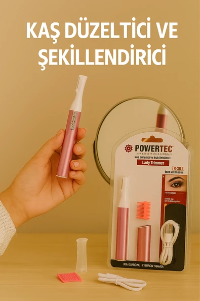 Pembe USB Şarjlı Kaş Düzeltici, Kalem Modeli Tüy Alma ve Şekillendirme
