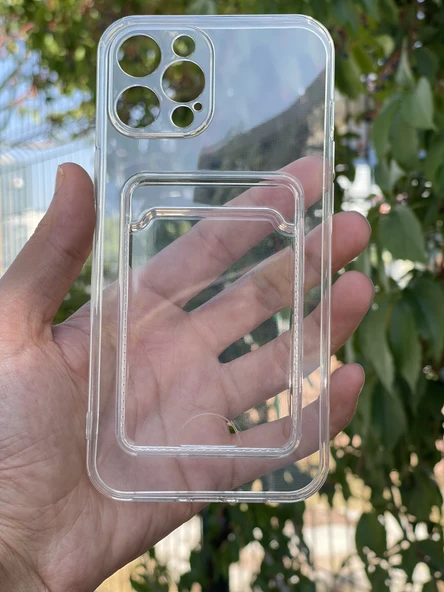 Zipax Apple iPhone 12 Pro Max Kılıf Şeffaf Kartlıklı Silikon Azn-SetraKart ürün görseli 1