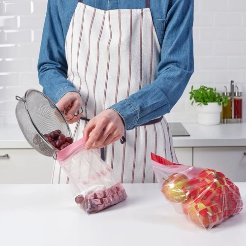 IKEA Kilitlenebilir Buzdolabı Poşeti, Kırmızı-Pembe, 2,5 Lt ve 1,2 Lt, 50 Adet - 2