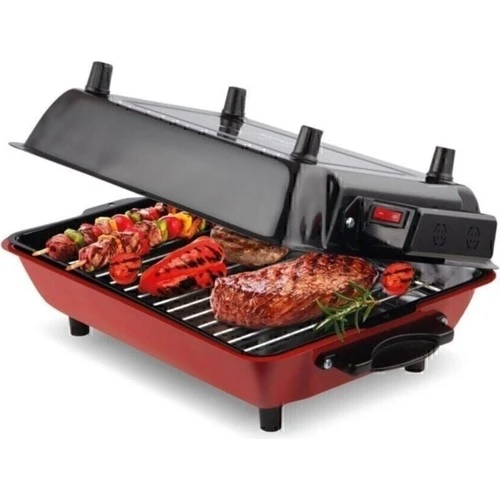 İnova Büyük Boy 40X30 cm Elektrikli Izgara Barbekü Mangal Kebapçı Balıkçı Emaye Gövdeli + Emaye Tepsili - 1