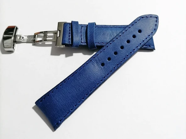 Fado Her Saate Uygun  Kelebek  Toka   22 MM    Hakiki Deri (280)  gumus  toka  mavi ürün görseli