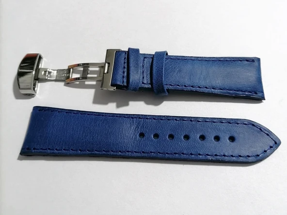 Fado Her Saate Uygun  Kelebek  Toka   22 MM    Hakiki Deri (280)  gumus  toka  mavi - Resim 2