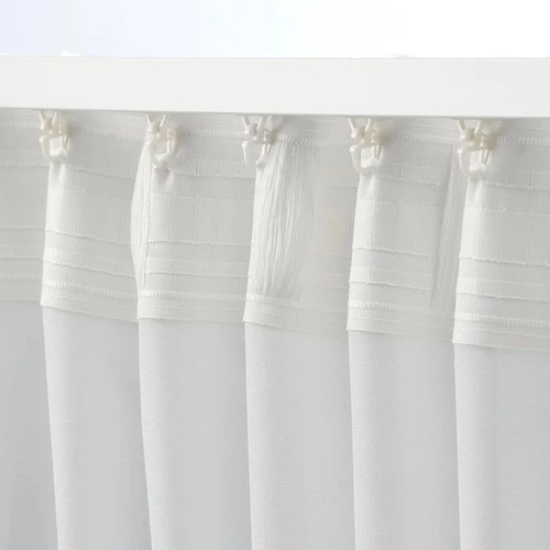 IKEA Hılja Fon Perde 145 x 300 cm Beyaz 2 Kanat Polyester Makinede Yıkanabilir Işık Filreli - 3