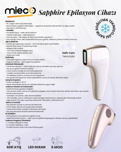 Mieco Sapphire IPL Lazer Epilasyon Aleti - 5