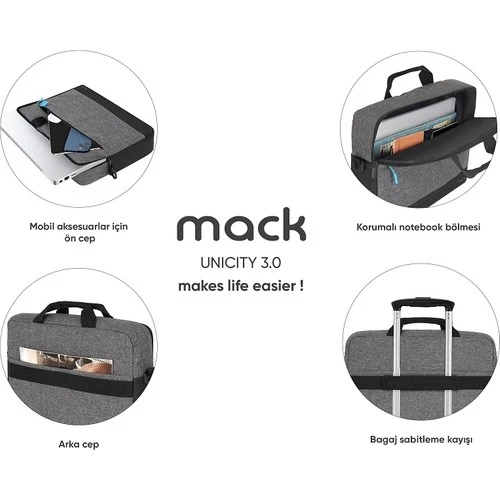 Mack MCC-602 14.1" Unicity 3.0 Notebook Çantası Gri - 8