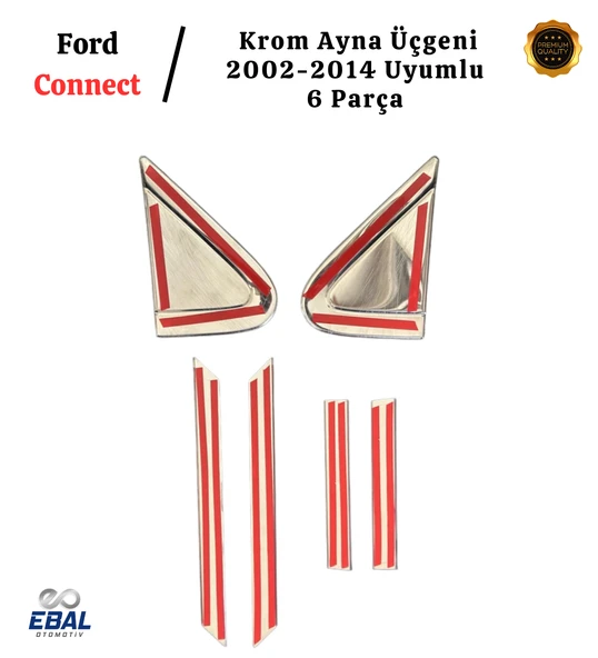 Ford Connect Uyumlu Krom Ayna Üçgeni 6 Parça 2002-2014 Paslanmaz Çelik - Resim 5