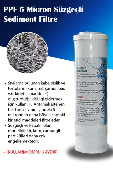 Ihlas Aura Cebilon Su Arıtma Cihazı Uyumlu 6 Aşama Vontron Membranlı Filtre Bakım Seti - 7