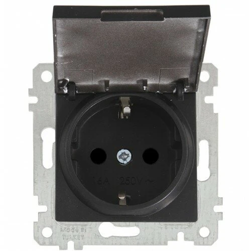 RİTA SİYAH KAPAKLI TOP.LI PRİZ (MKZ) ürün görseli 1