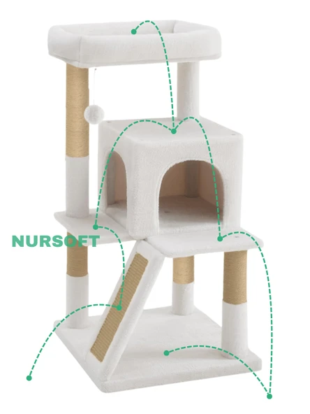 Nursoft Teraslı Dekoratif Kedi Tırmalama ve Oyun Evi - 3