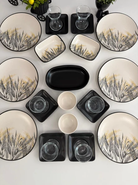 Takım Kahvaltı 23 Parça 6 Kişilik Mat Renkli Başak - 3