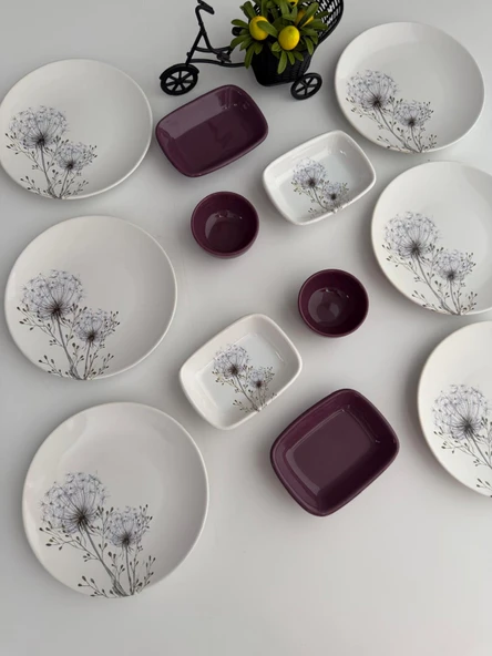 Takım Kahvaltı Mor Hindiba 12 Parça 6 Kişilik