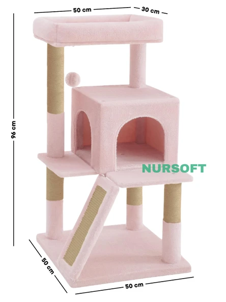 Nursoft Teraslı Dekoratif Kedi Tırmalama ve Oyun Evi - 3