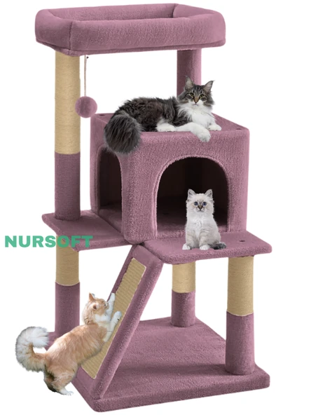 Nursoft Teraslı Dekoratif Kedi Tırmalama ve Oyun Evi