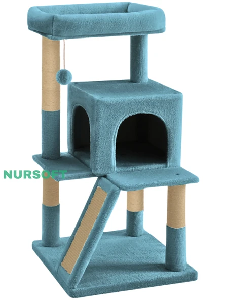 Nursoft Teraslı Dekoratif Kedi Tırmalama ve Oyun Evi - 2