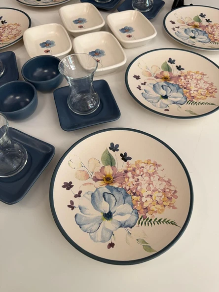 Takım Kahvaltı 24 Parça 6 Kişilik Blue Flowers - 2