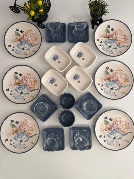 Takım Kahvaltı 24 Parça 6 Kişilik Blue Flowers - 3
