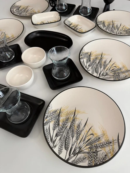 Takım Kahvaltı 23 Parça 6 Kişilik Mat Renkli Başak - 2