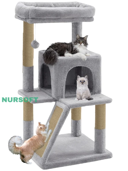 Nursoft Teraslı Dekoratif Kedi Tırmalama ve Oyun Evi