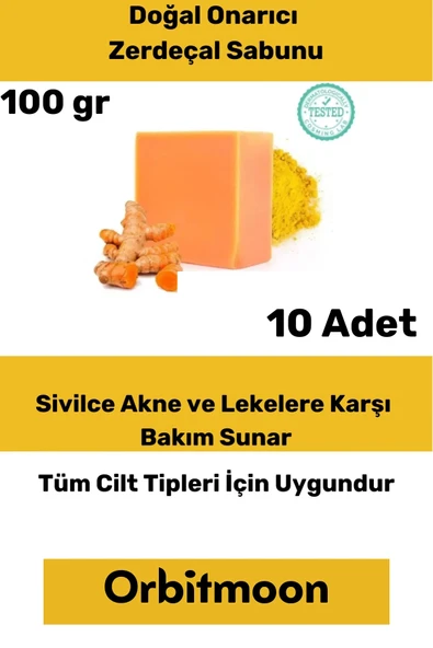 Özel Üretim Doğal El Yüz Saç Vücut Güzel Koku Leke Karşıtı Orijinal Zerdeçal Ekstraktı Sabun 10 Adet ürün görseli