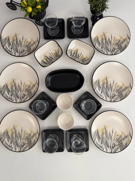 Takım Kahvaltı 23 Parça 6 Kişilik Mat Renkli Başak - 4