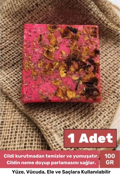 %100 Bitkisel Doğal El Yüz Saç Cilt Vücut Güzel Kokulu Orijinal Saf Gül Sabunu 100G - 1 Adet