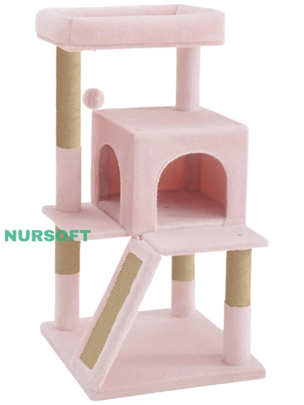 Nursoft Teraslı Dekoratif Kedi Tırmalama ve Oyun Evi - 2
