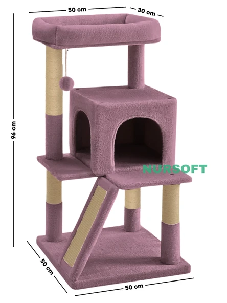 Nursoft Teraslı Dekoratif Kedi Tırmalama ve Oyun Evi - 3