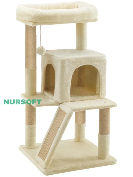 Nursoft Teraslı Dekoratif Kedi Tırmalama ve Oyun Evi - 2