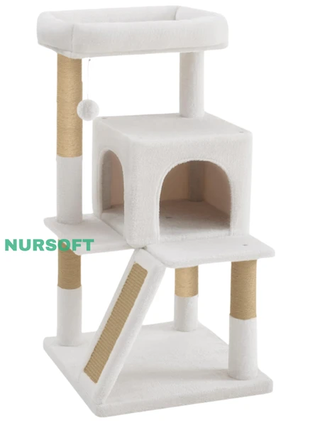 Nursoft Teraslı Dekoratif Kedi Tırmalama ve Oyun Evi - 2