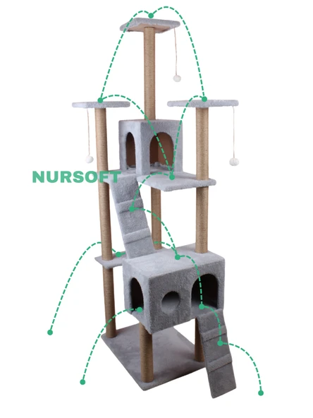 Cat City Rezidans Kedi Tırmalama ve Oyun Evi Çok Fonksiyonlu - 3