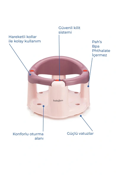 Babyjem Önden Açılır Banyo & Mama Oturağı Mürdüm - 2