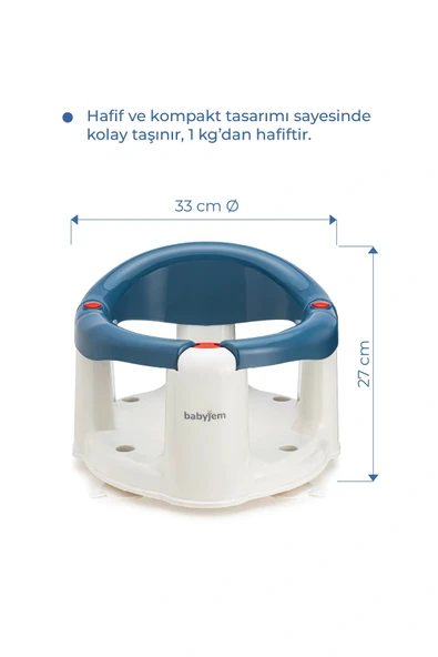 Babyjem Önden Açılır Banyo & Mama Oturağı İndigo Mavi - 4
