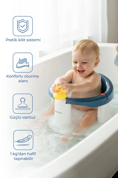 Babyjem Önden Açılır Banyo & Mama Oturağı İndigo Mavi - 2