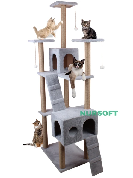 Cat City Rezidans Kedi Tırmalama ve Oyun Evi Çok Fonksiyonlu - 1