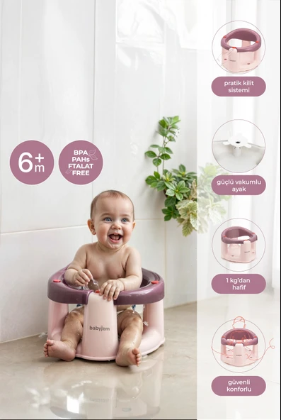 Babyjem Önden Açılır Banyo & Mama Oturağı Mürdüm