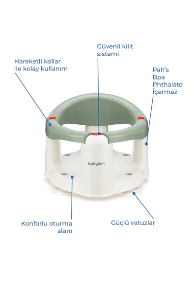 Babyjem Önden Açılır Banyo & Mama Oturağı Soft Yeşil - 2