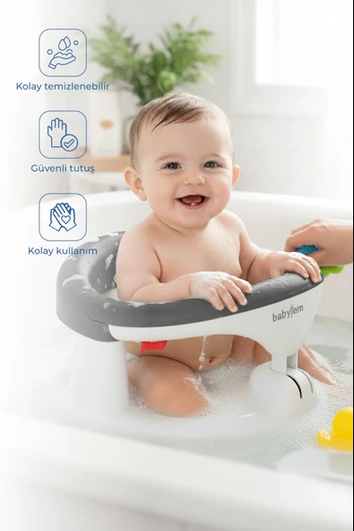 Babyjem Yandan Açılır Banyo ve Mama Oturağı Antrasit ürün görseli 1