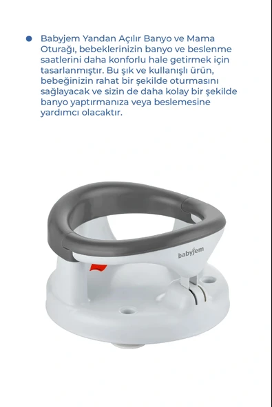 Babyjem Yandan Açılır Banyo ve Mama Oturağı Antrasit - Resim 3