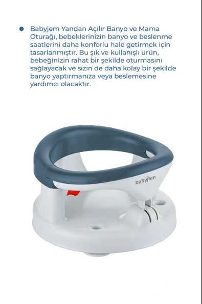 Babyjem Yandan Açılır Banyo ve Mama Oturağı İndigo Mavi - Resim 3