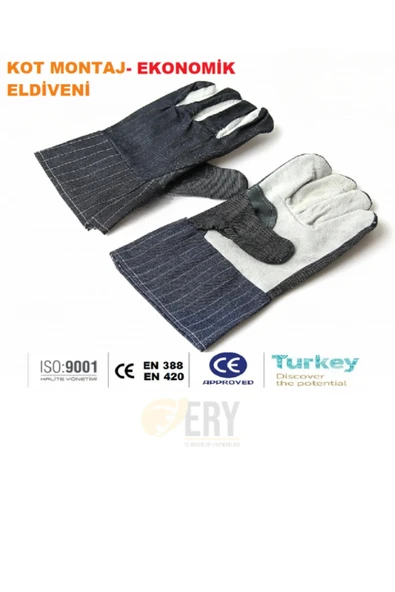 Kot Eldiven - Deri Takviyeli - Ekonomik İş Eldiveni 2 Çift