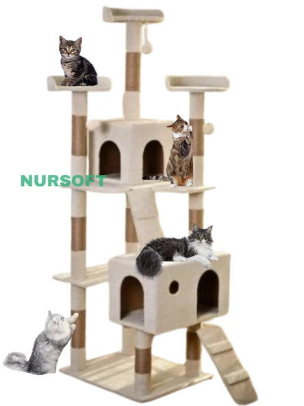 Cat City Yeni Rezidans 3 Stepli Tırmalama ve Eğlenceli Kedi Oyun Evi ürün görseli